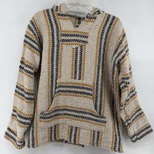 Earth Ragz Mexican Poncho Baja Hoodie M Buck Skater Drug Rug Pullover Mexico